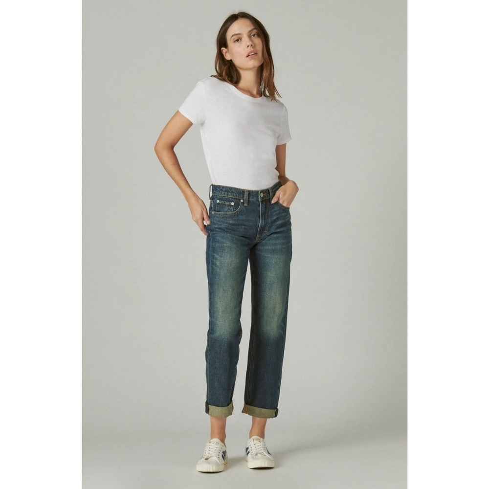 Lucky Brand Womens Mid Rise Boy Jeans Size 8/29R Keynote Ridge Wash Relaxed